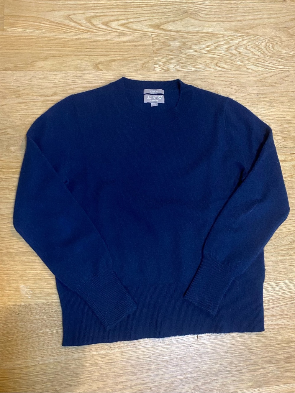 J. Crew Women’s Classic Fit Navy Crewneck 100% Cashmere Sweater in Size S
